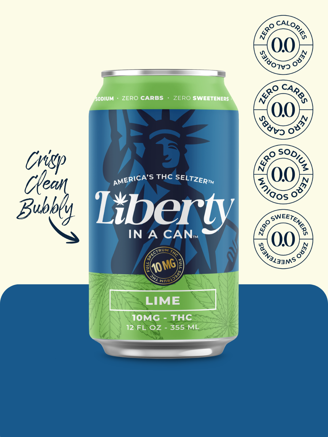 Liberty In a Can™ 10mg Lime Full Spectrum THC Seltzer can side view