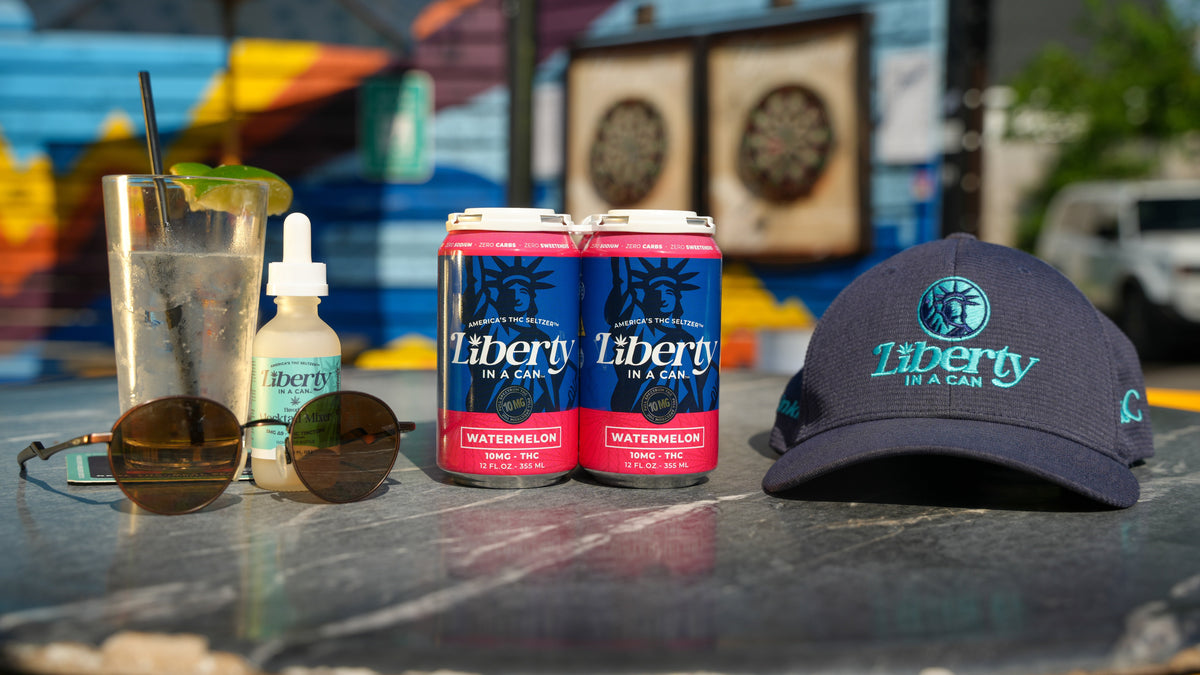 Liberty In a Can™ THC seltzer and Liber-Tea beverage lineup