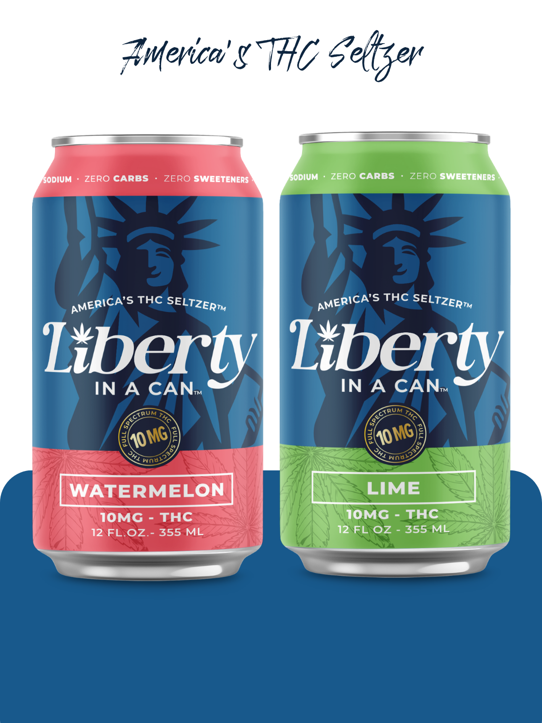 Liberty In a Can™ 10mg Lime and Watermelon THC Seltzer combo pack cans