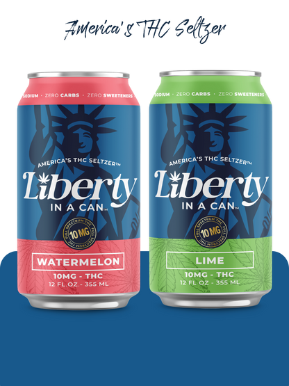 Liberty In a Can™ 10mg Lime and Watermelon THC Seltzer combo pack cans