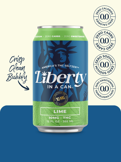 Liberty In a Can™ 10mg Lime Full Spectrum THC Seltzer can side view